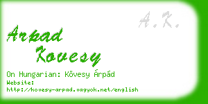 arpad kovesy business card