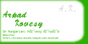 arpad kovesy business card